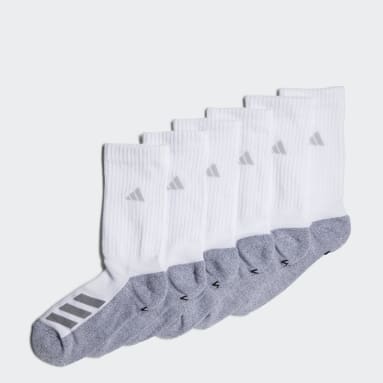 Children Basketball White Cushioned Angle Stripe Crew Socks 6 Pairs