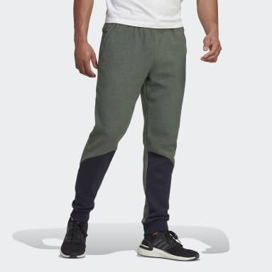 Men Training Green Colorblock Sherpa Fleece Pants