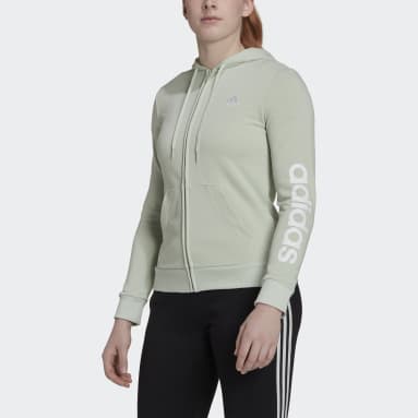 Women Sportswear Green Essentials Logo Full-Zip Hoodie