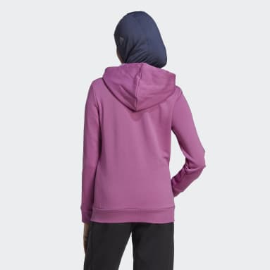 Ženy Sportswear fialová Mikina s kapucňou Essentials French Terry 3-Stripes Full-Zip