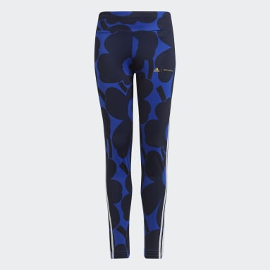 Girls Sportswear Blue Marimekko Primegreen AEROREADY Training 3-Stripes Floral Tights
