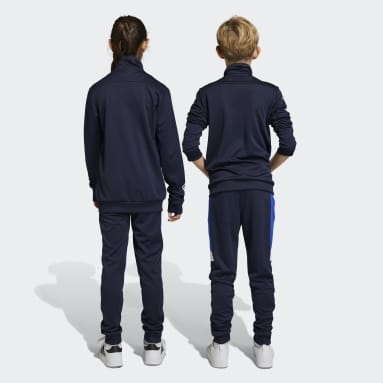 Kinder Sportswear Colorblock 3-Streifen Trainingsanzug Blau