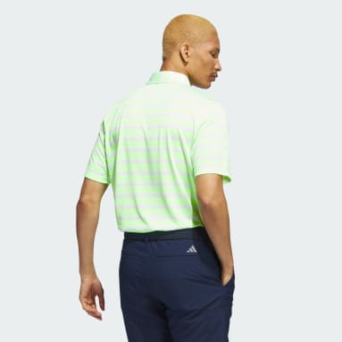Men Golf Green Two-Color Striped Golf Polo Shirt