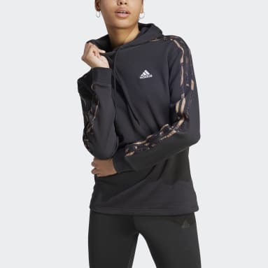 Women's Sportswear Black Vibrant Print 3-Stripes Hoodie