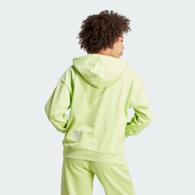 Buzo con Capucha Scribble Bordado Felpa Francesa Verde Mujer Sportswear