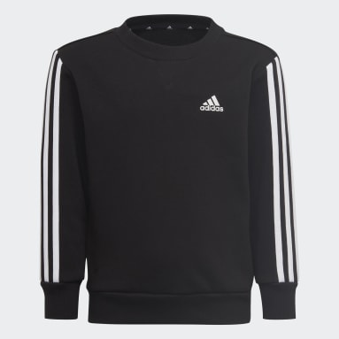 Kids Sportswear Black Essentials 3-Stripes Crewneck Sweatshirt