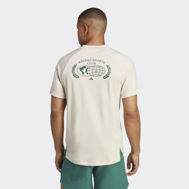 Mænd Fitness Og Træning Beige Sports Club Graphic T-shirt