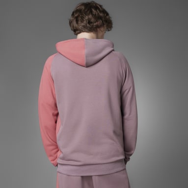 Men Training Purple Colorblock French Terry Hoodie