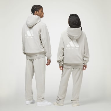 Basketball adidas Basketball Velour Kapuzenjacke Grau