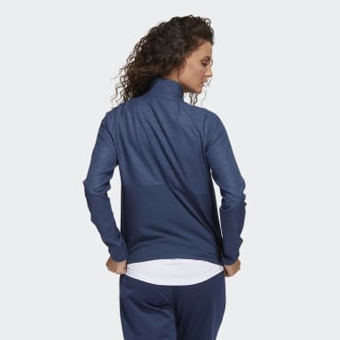 Women Golf Blue Embossed 1/4-Snap Pullover