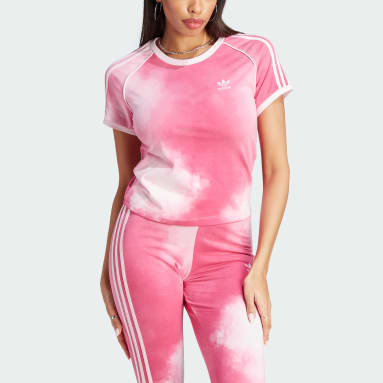 adidas T-shirt dégradé 3 bandes Rose Femmes Originals