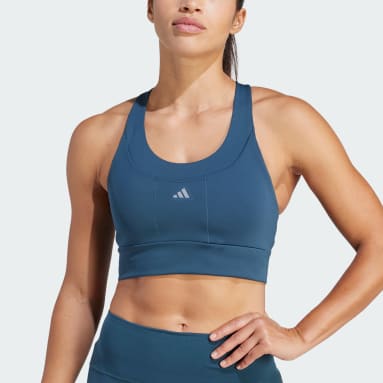Reggiseno sportivo Run Pocket Medium-Support Turchese Donna Fitness & Training