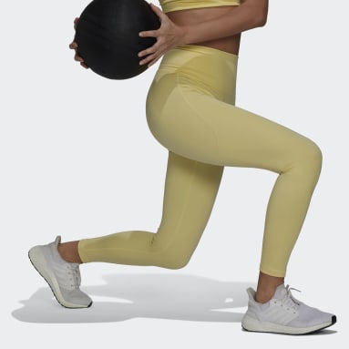 Ženy Cvičení A Trénink žlutá Legíny adidas Yoga Studio 7/8