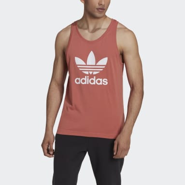 adidas Originals Synthetic Logo-print Stretch-jersey Tank in Orange for Men Mens Clothing T-shirts Sleeveless t-shirts 