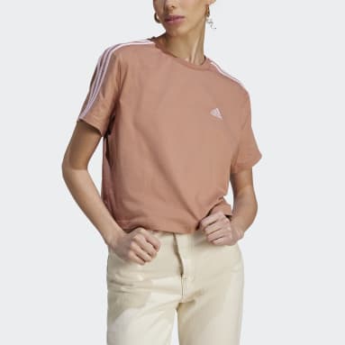 T-shirt Essentials 3-Stripes Single Jersey Crop Marrone Donna Sportswear