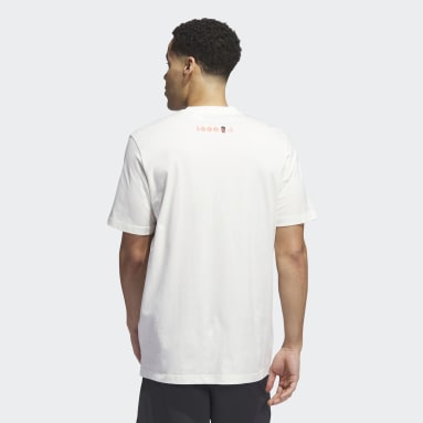 ผู้ชาย บาสเกตบอล สีขาว เสื้อยืดบาสเกตบอลพิมพ์ลาย Donovan Mitchell 8-Bit Graphics Signature