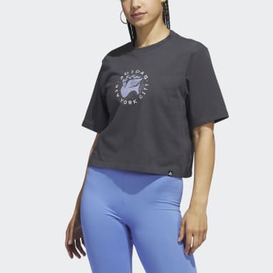 Women's Sportswear Grey adidas New York Pigeon Crop Graphic Tee