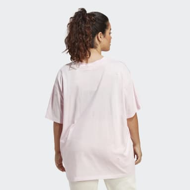 Women Sportswear Pink Boyfriend Tee with Healing Crystals Inspired Graphics (Plus Size)