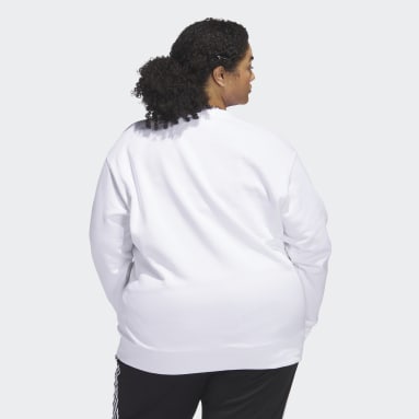 Women's Originals White Adicolor Trefoil Crew Sweatshirt (Plus Size)