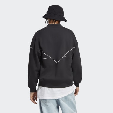 Men Originals Black Adicolor Seasonal Archive Half-Zip Crew Sweatshirt