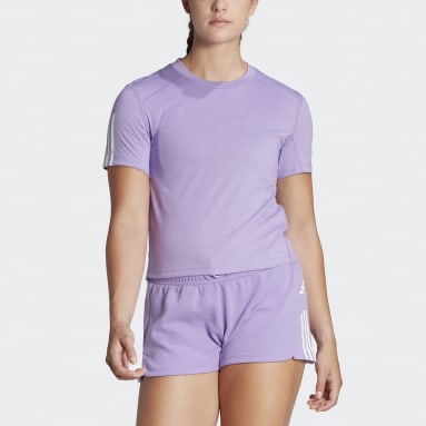 Frauen Fitness & Training Train Essentials Train Cotton 3-Streifen Crop T-Shirt Lila