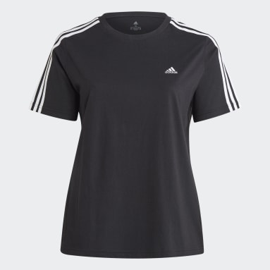 Ženy Sportswear černá Tričko Essentials Slim 3-Stripes (plus size)