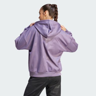 adidas Lounge Fleece Wide Pants - Purple, Women's Training