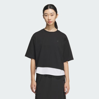 レイヤード ルーズフィット半袖コットンTシャツ
