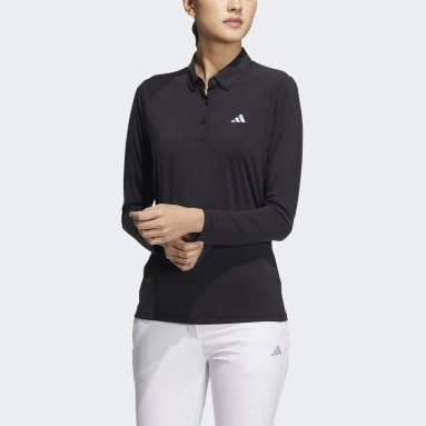 Women Golf Black AEROREADY Lightweight Long Sleeve Polo Shirt