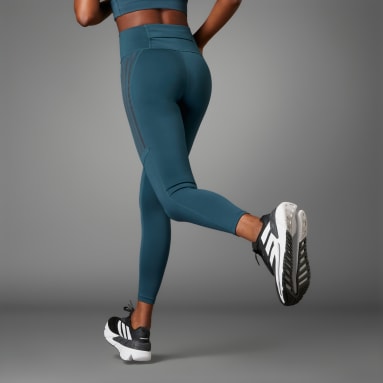 adidas Legging 7/8 Daily Run 3 bandes Turquoise Femmes Running