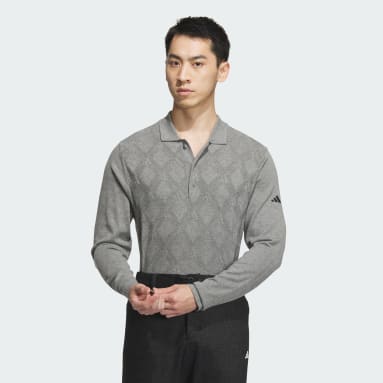 자카드 니트 긴팔 폴로 셔츠