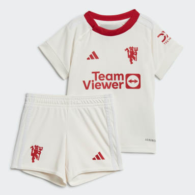 Kinder Fußball Manchester United 23/24 Ausweichausrüstung für Kinder Weiß