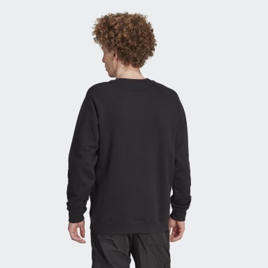 Men's Originals Black Adicolor Classics Trefoil Crewneck Sweatshirt