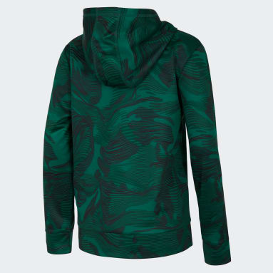 Youth Training Green Camo Allover Print Pullover Hoodie