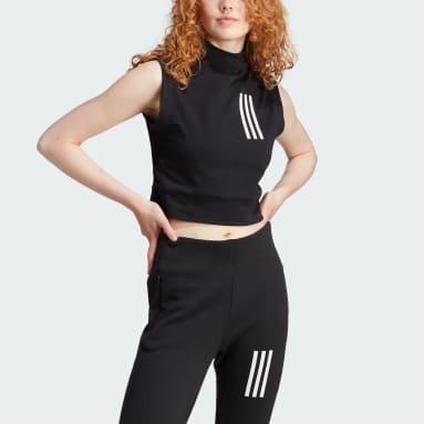 Top Mission Victory Sleeveless Cropped Nero Donna Sportswear