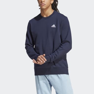 Men Sportswear Blue Essentials French Terry Embroidered Small Logo Sweatshirt