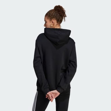 Sweat-shirt à capuche en molleton à logo Essentials Boyfriend Noir Femmes Sportswear