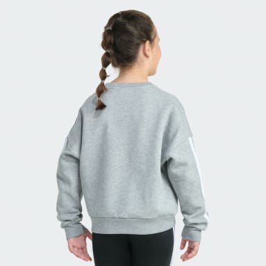 Long Sleeve 3-Stripe Crewneck Heather Fleece Pullover