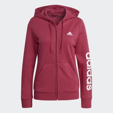 Hoodie Essentials Logo Full-Zip Rosa Donna Sportswear