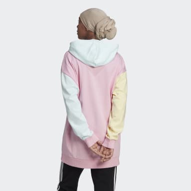 Kvinder Sportswear Pink Essentials Colorblock Logo Oversized hættetrøje