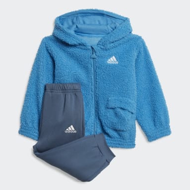 Infant & Toddlers 0-4 Years Sportswear Blue Hooded Teddy Fleece Jogger Set (Gender Neutral)