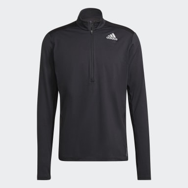 T-shirt adidas Own The Run 1/2 Zip Long Sleeve Noir Hommes Cross Training