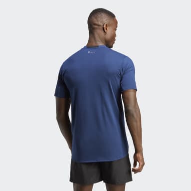 Men Gym & Training Blue Designed for Training T-Shirt
