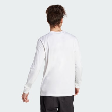 남성 originals White 그래픽 파이어 트레포일 긴팔 티