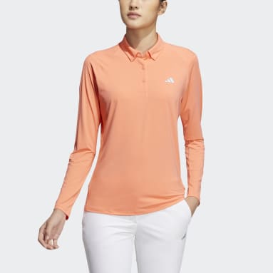 Women Golf Orange AEROREADY Lightweight Long Sleeve Polo Shirt
