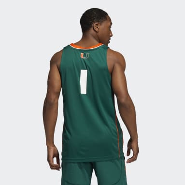 Men's adidas #1 Green Miami Hurricanes Swingman Basketball Jersey