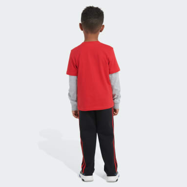Children Training Red C LAYERED CTN TEE PANT SET