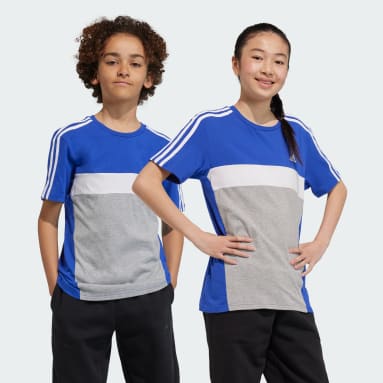 Kinder Sportswear Tiberio 3-Streifen Colorblock Cotton Kids T-Shirt Blau