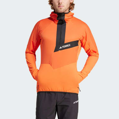 Men TERREX Orange Techrock Ultralight 1/2-Zip Hooded Fleece Jacket