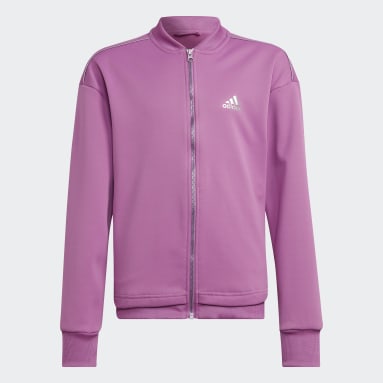 Girls Sportswear Purple Dance Fleece Loose Bomber Jacket